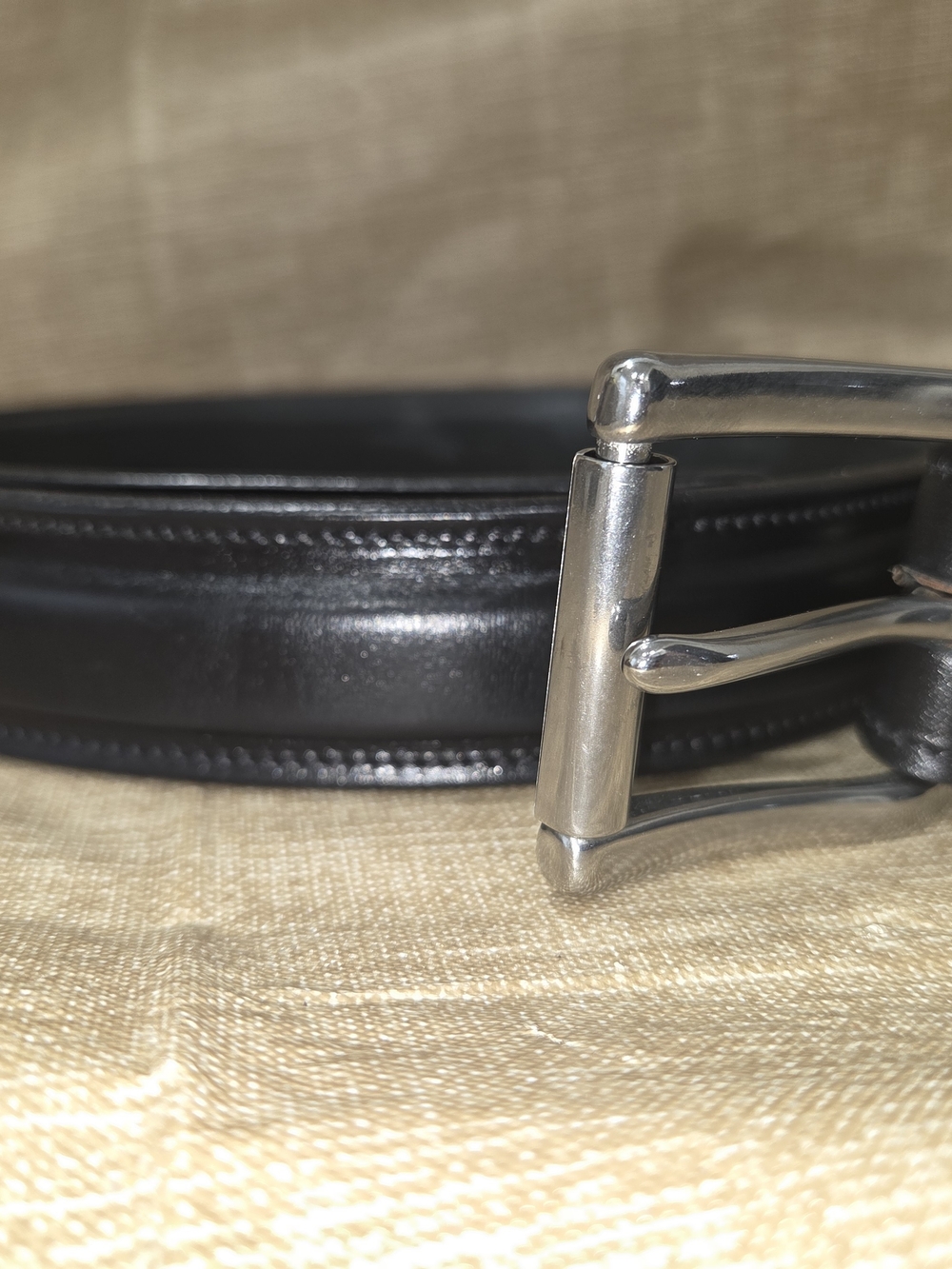 Hanks Belts The Esquire Men’s Black Leather Dress Belt w/ Polished Silver Buckle